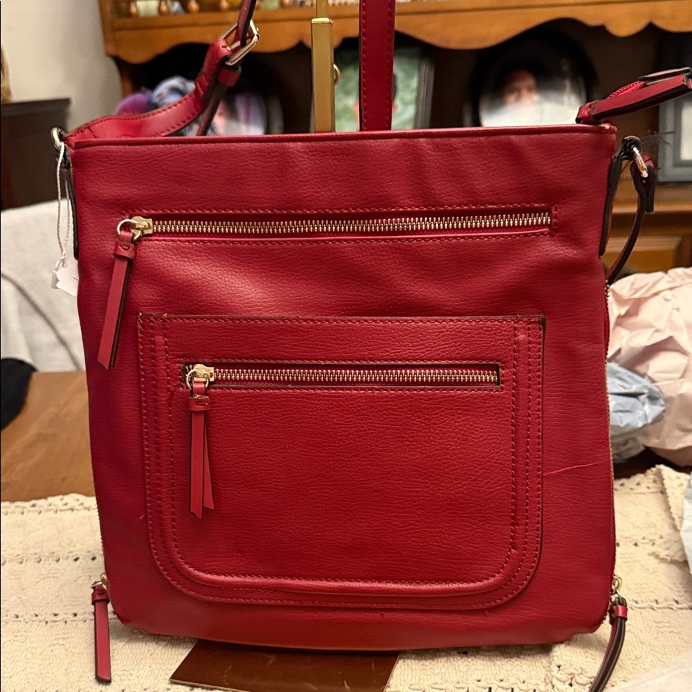 Apt.9 Leather Red Women's Crossbody Bag - Stylish Everyday Shoulder Bag
